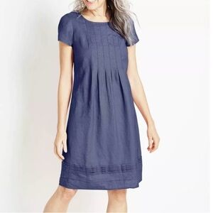 J. Jill Eclipse Linen Cap-Sleeve Pleated Dress size XS